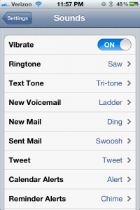 iOS 5 Sounds Settings