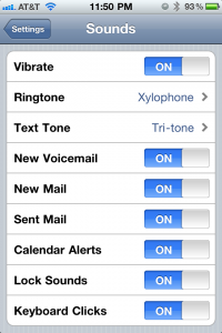 iOS 4 Sounds Settings