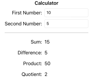 Screen shot of the Calculator app